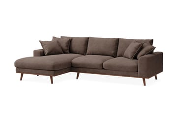 Copenhagen Premium 4-personers Venstrevendt L-formet Dyb Divansofa i Stoff - Mørkebrun - Møbler - Sofaer - Sofaer med sjeselong - 3 seters sofa med divan
