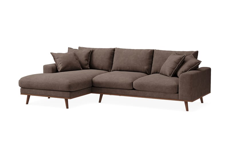 Copenhagen Premium 4-personers Venstrevendt L-formet Dyb Divansofa i Stoff - Mørkebrun - Møbler - Sofaer - Sofaer med sjeselong - 3 seters sofa med divan