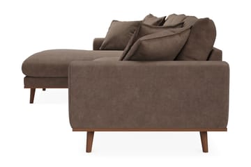 Copenhagen Premium 4-personers Venstrevendt L-formet Dyb Divansofa i Stoff - Mørkebrun - Møbler - Sofaer - Sofaer med sjeselong - 3 seters sofa med divan