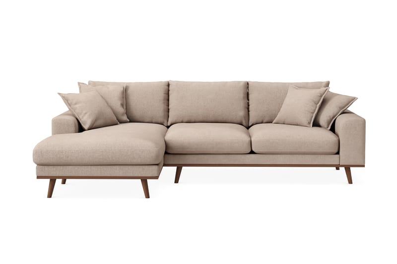 Copenhagen Premium 4-personers Venstrevendt L-formet Dyb Divansofa i Stoff - Lyse brun - Møbler - Sofaer - Sofaer med sjeselong - 3 seters sofa med divan