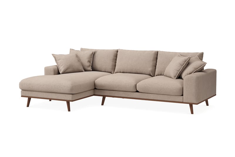 Copenhagen Premium 4-personers Venstrevendt L-formet Dyb Divansofa i Stoff - Lyse brun - Møbler - Sofaer - Sofaer med sjeselong - 3 seters sofa med divan