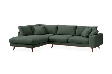 Copenhagen Premium 4-personers Venstrevendt L-formet Dyb Chaiselongsofa i Stoff - Grön - Møbler - Sofaer - Sofaer med sjeselong - 4 seters sofa med divan
