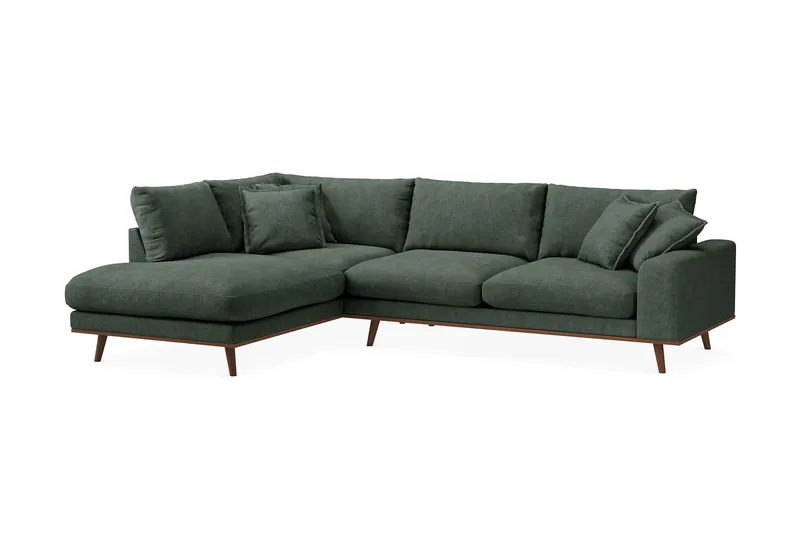 Copenhagen Premium 4-personers Venstrevendt L-formet Dyb Chaiselongsofa i Stoff - Grön - Møbler - Sofaer - Sofaer med sjeselong - 4 seters sofa med divan