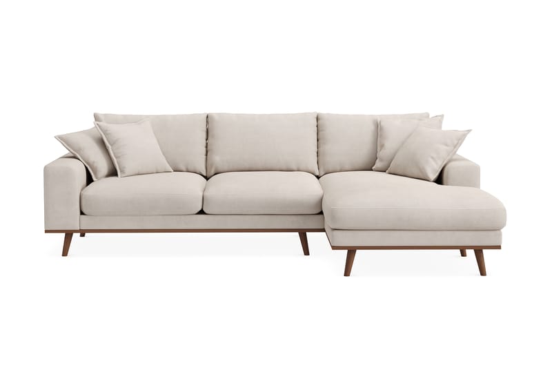 Copenhagen Premium 4-personers Højrevendt L-formet Dyb Divansofa i Stoff, Beige