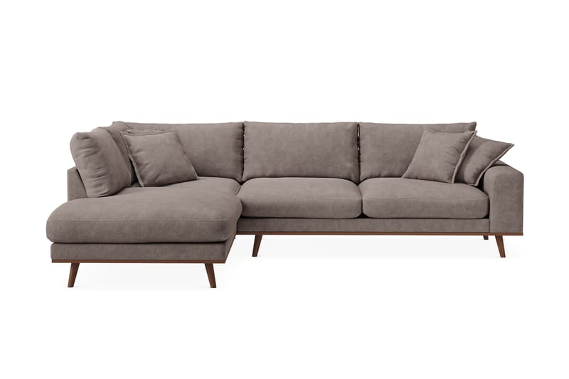 Copenhagen Premium 4-personers Venstrevendt L-formet Dyb Chaiselongsofa i Stoff - Brun - Møbler - Sofaer - Sofaer med sjeselong - 4 seters sofa med divan