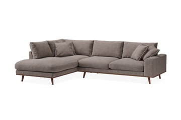 Copenhagen Premium 4-personers Venstrevendt L-formet Dyb Chaiselongsofa i Stoff - Brun - Møbler - Sofaer - Sofaer med sjeselong - 4 seters sofa med divan