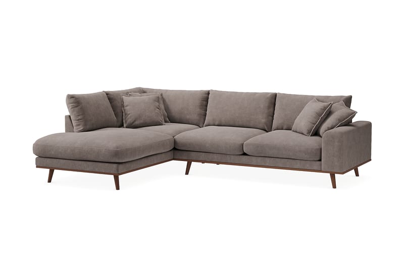 Copenhagen Premium 4-personers Venstrevendt L-formet Dyb Chaiselongsofa i Stoff - Brun - Møbler - Sofaer - Sofaer med sjeselong - 4 seters sofa med divan