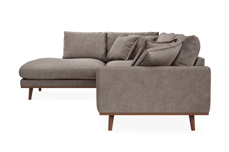 Copenhagen Premium 4-personers Venstrevendt L-formet Dyb Chaiselongsofa i Stoff - Brun - Møbler - Sofaer - Sofaer med sjeselong - 4 seters sofa med divan