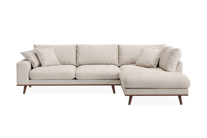 Copenhagen Premium 4-personers Højrevendt L-formet Dyb Chaiselongsofa i Stoff, Beige