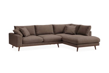 Copenhagen Premium 4-personers Højrevendt L-formet Dyb Chaiselongsofa i Stoff - Mørkebrun - Møbler - Sofaer - Sofaer med sjeselong - 4 seters sofa med divan