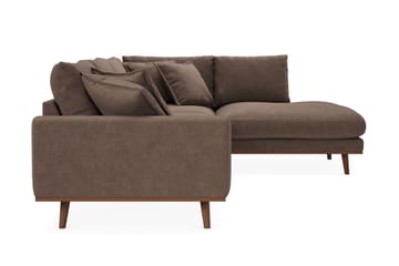Copenhagen Premium 4-personers Højrevendt L-formet Dyb Chaiselongsofa i Stoff - Mørkebrun - Møbler - Sofaer - Sofaer med sjeselong - 4 seters sofa med divan