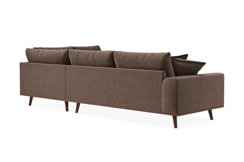 Copenhagen Premium 4-personers Højrevendt L-formet Dyb Chaiselongsofa i Stoff - Mørkebrun - Møbler - Sofaer - Sofaer med sjeselong - 4 seters sofa med divan