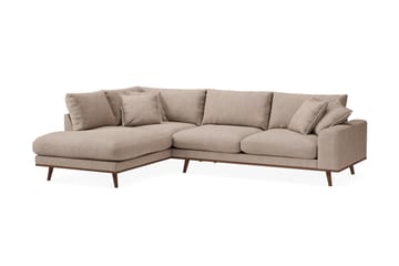 Copenhagen Premium 4-personers Venstrevendt L-formet Dyb Chaiselongsofa i Stoff - Lyse brun - Møbler - Sofaer - Sofaer med sjeselong - 4 seters sofa med divan