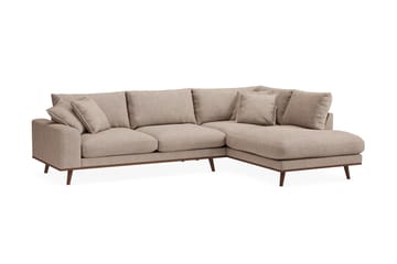 Copenhagen Premium 4-personers Højrevendt L-formet Dyb Chaiselongsofa i Stoff - Lyse brun - Møbler - Sofaer - Sofaer med sjeselong - 4 seters sofa med divan