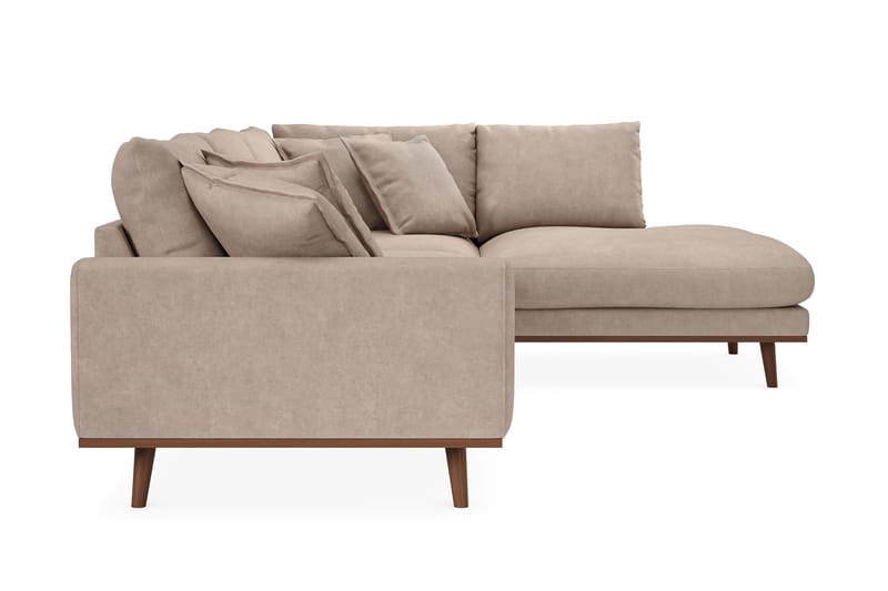 Copenhagen Premium 4-personers Højrevendt L-formet Dyb Chaiselongsofa i Stoff - Lyse brun - Møbler - Sofaer - Sofaer med sjeselong - 4 seters sofa med divan