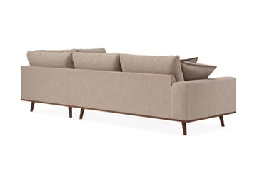 Copenhagen Premium 4-personers Højrevendt L-formet Dyb Chaiselongsofa i Stoff - Lyse brun - Møbler - Sofaer - Sofaer med sjeselong - 4 seters sofa med divan