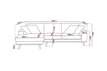 Copenhagen Premium 4-personers Venstrevendt L-formet Dyb Divansofa i Stoff - Lyse brun - Møbler - Sofaer - Sofaer med sjeselong - 3 seters sofa med divan