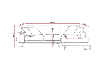 Copenhagen Premium 4-personers Højrevendt L-formet Dyb Divansofa i Stoff - Mørkebrun - Møbler - Sofaer - Sofaer med sjeselong - 3 seters sofa med divan