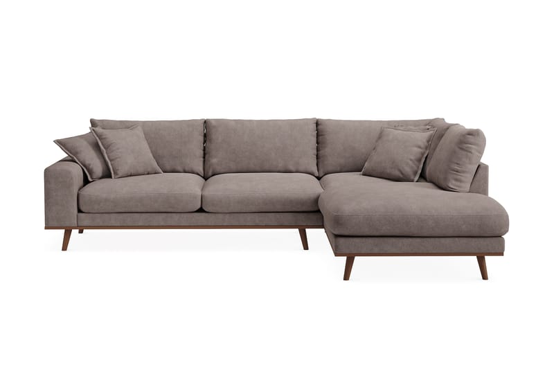 Copenhagen Premium 4-personers Højrevendt L-formet Dyb Chaiselongsofa i Stoff - Brun - Møbler - Sofaer - Sofaer med sjeselong - 4 seters sofa med divan