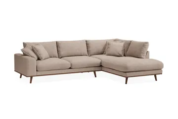 Copenhagen Premium 4-personers Højrevendt L-formet Dyb Chaiselongsofa i Stoff - Lyse brun - Møbler - Sofaer - Sofaer med sjeselong - 4 seters sofa med divan