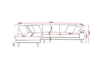 Copenhagen Premium 4-personers Venstrevendt L-formet Dyb Chaiselongsofa i Stoff - Mørkebrun - Møbler - Sofaer - Sofaer med sjeselong - 4 seters sofa med divan
