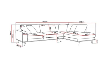 Copenhagen Premium 4-personers Højrevendt L-formet Dyb Chaiselongsofa i Chenille - Beige - Møbler - Sofaer - Sofaer med sjeselong - 4 seters sofa med divan
