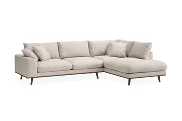 Copenhagen Premium 4-personers Højrevendt L-formet Dyb Chaiselongsofa i Stoff - Beige - Møbler - Sofaer - Sofaer med sjeselong - 4 seters sofa med divan