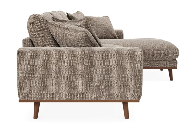 Copenhagen Premium 4-personers Højrevendt L-formet Dyb Divansofa i Chenille - Brun - Møbler - Sofaer - Sofaer med sjeselong - 4 seters sofa med divan