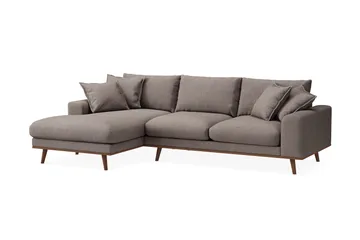 Copenhagen Premium 4-personers Venstrevendt L-formet Dyb Divansofa i Stoff - Brun - Møbler - Sofaer - Sofaer med sjeselong - 3 seters sofa med divan