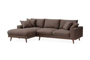 Copenhagen Premium 4-personers Venstrevendt L-formet Dyb Divansofa i Stoff - Mørkebrun - Møbler - Sofaer - Sofaer med sjeselong - 3 seters sofa med divan