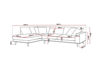 Copenhagen Premium 4-personers Venstrevendt L-formet Dyb Chaiselongsofa i Stoff - Mørkebrun - Møbler - Sofaer - Sofaer med sjeselong - 4 seters sofa med divan