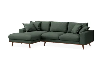 Copenhagen Premium 4-personers Venstrevendt L-formet Dyb Divansofa i Stoff - Grön - Møbler - Sofaer - Sofaer med sjeselong - 3 seters sofa med divan