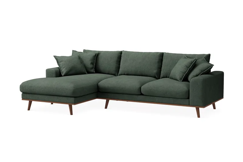 Copenhagen Premium 4-personers Venstrevendt L-formet Dyb Divansofa i Stoff - Grön - Møbler - Sofaer - Sofaer med sjeselong - 3 seters sofa med divan