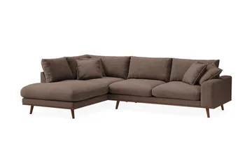 Copenhagen Premium 4-personers Venstrevendt L-formet Dyb Chaiselongsofa i Stoff - Mørkebrun - Møbler - Sofaer - Sofaer med sjeselong - 4 seters sofa med divan