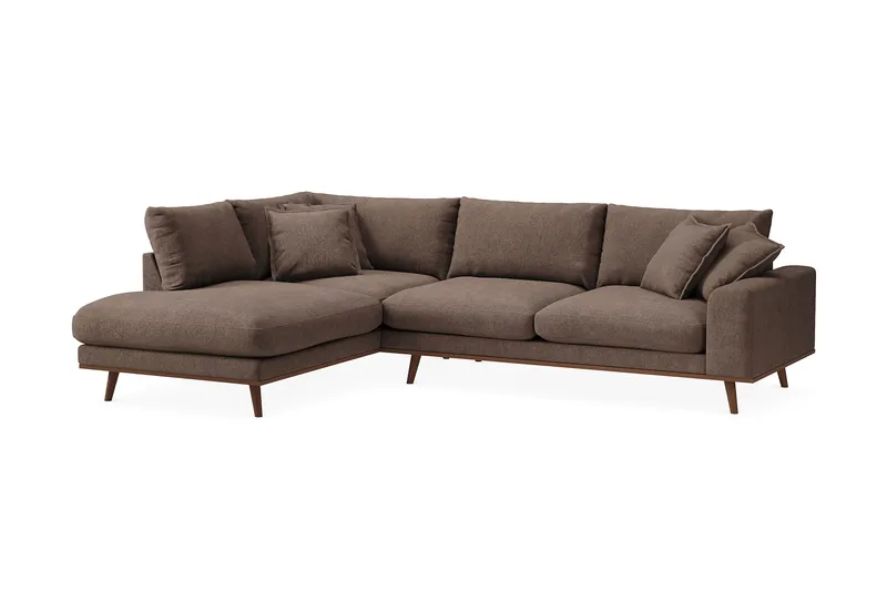 Copenhagen Premium 4-personers Venstrevendt L-formet Dyb Chaiselongsofa i Stoff - Mørkebrun - Møbler - Sofaer - Sofaer med sjeselong - 4 seters sofa med divan