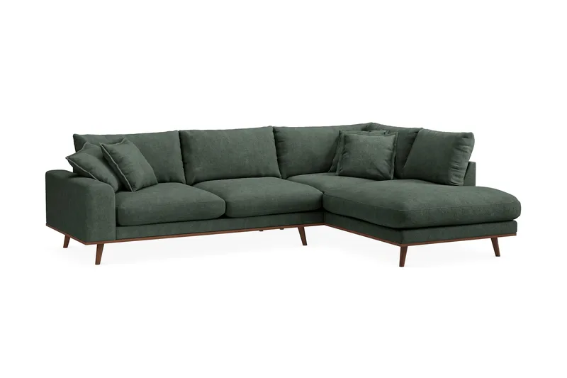 Copenhagen Premium 4-personers Højrevendt L-formet Dyb Chaiselongsofa i Stoff - Grön - Møbler - Sofaer - Sofaer med sjeselong - 4 seters sofa med divan