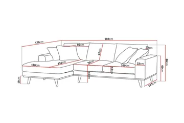 Copenhagen Premium 4-personers Venstrevendt L-formet Dyb Divansofa i Chenille - Grå/blå - Møbler - Sofaer - Sofaer med sjeselong - 4 seters sofa med divan