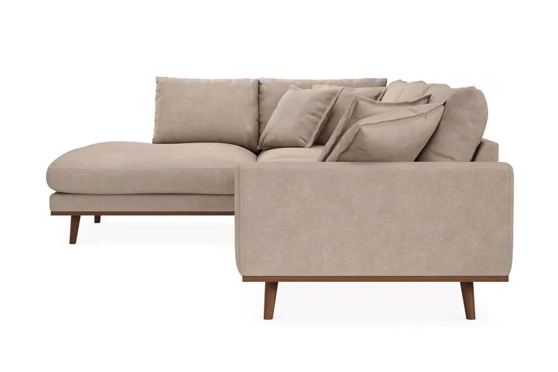 Copenhagen Premium 4-personers Venstrevendt L-formet Dyb Chaiselongsofa i Stoff - Lyse brun - Møbler - Sofaer - Sofaer med sjeselong - 4 seters sofa med divan