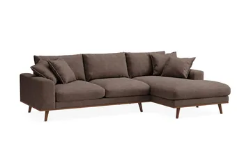 Copenhagen Premium 4-personers Højrevendt L-formet Dyb Divansofa i Stoff - Mørkebrun - Møbler - Sofaer - Sofaer med sjeselong - 3 seters sofa med divan