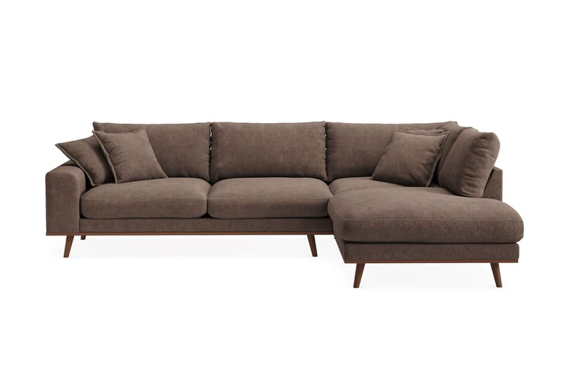 Copenhagen Premium 4-personers Højrevendt L-formet Dyb Chaiselongsofa i Stoff - Mørkebrun - Møbler - Sofaer - Sofaer med sjeselong - 4 seters sofa med divan