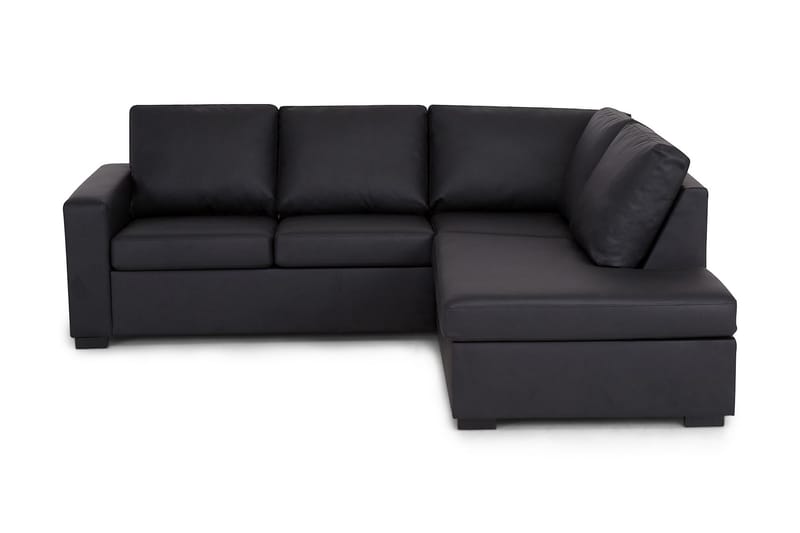 Crazy 3-seters Høyrevendt L-formet Sjeselongsofa i Kunstlær - Svart - Møbler - Sofaer - Sofaer med sjeselong - 2 seters sofa med divan