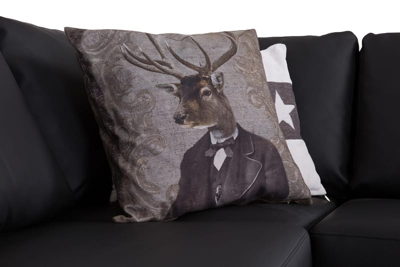 Crazy 3-seters Høyrevendt L-formet Sjeselongsofa i Kunstlær - Svart - Møbler - Sofaer - Sofaer med sjeselong - 2 seters sofa med divan
