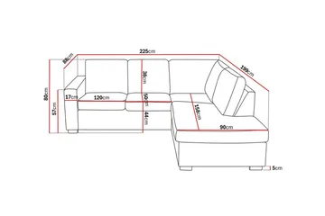 Crazy 3-seters Høyrevendt L-formet Sjeselongsofa i Kunstlær - Svart - Møbler - Sofaer - Sofaer med sjeselong - 2 seters sofa med divan