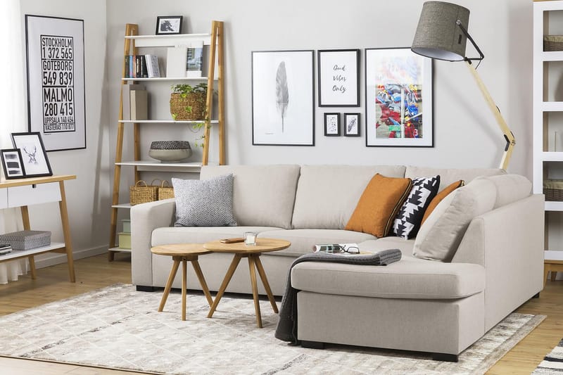 Crazy 3-seters Høyrevendt L-formet Sjeselongsofa i Stoff - Beige - Møbler - Sofaer - Sofaer med sjeselong