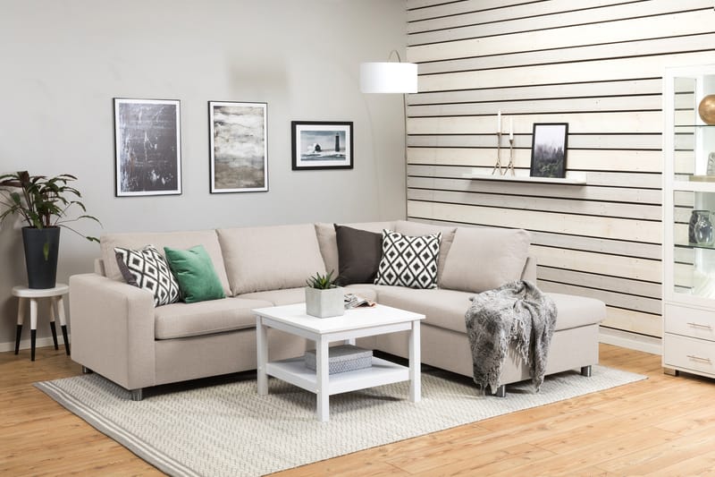 Crazy 3-seters Høyrevendt L-formet Sjeselongsofa i Stoff - Beige - Møbler - Sofaer - Sofaer med sjeselong