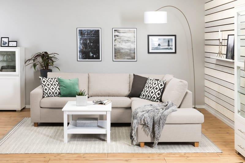 Crazy 3-seters Høyrevendt L-formet Sjeselongsofa i Stoff - Beige - Møbler - Sofaer - Sofaer med sjeselong