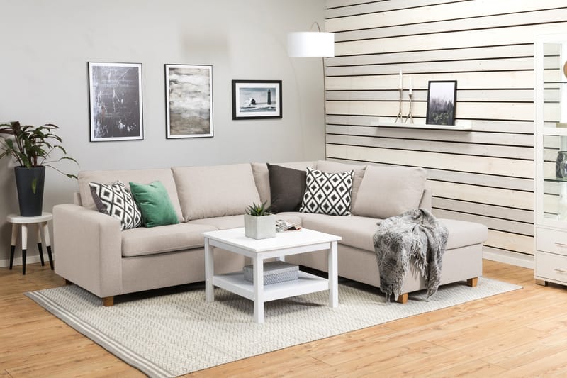 Crazy 3-seters Høyrevendt L-formet Sjeselongsofa i Stoff - Beige - Møbler - Sofaer - Sofaer med sjeselong