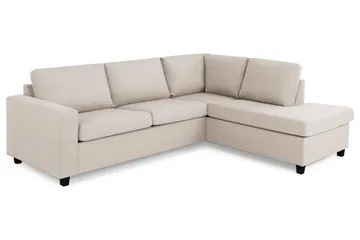 Crazy 3-seters Høyrevendt L-formet Sjeselongsofa i Stoff - Beige - Møbler - Sofaer - Sofaer med sjeselong - 3 seters sofa med divan