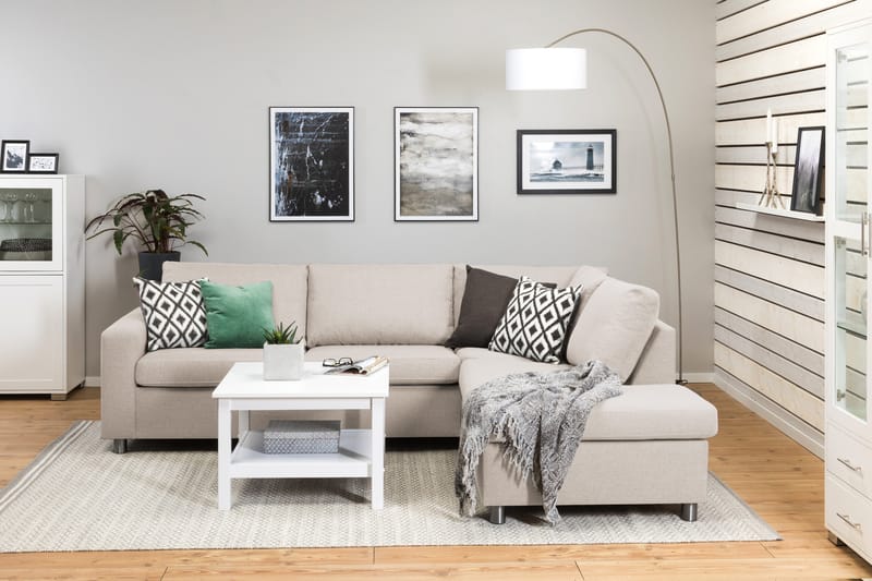 Crazy 3-seters Høyrevendt L-formet Sjeselongsofa i Stoff - Beige - Møbler - Sofaer - Sofaer med sjeselong