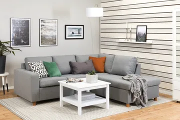 Crazy 3-seters Høyrevendt L-formet Sjeselongsofa i Stoff - Grå - Møbler - Sofaer - Sofaer med sjeselong - 2 seters sofa med divan